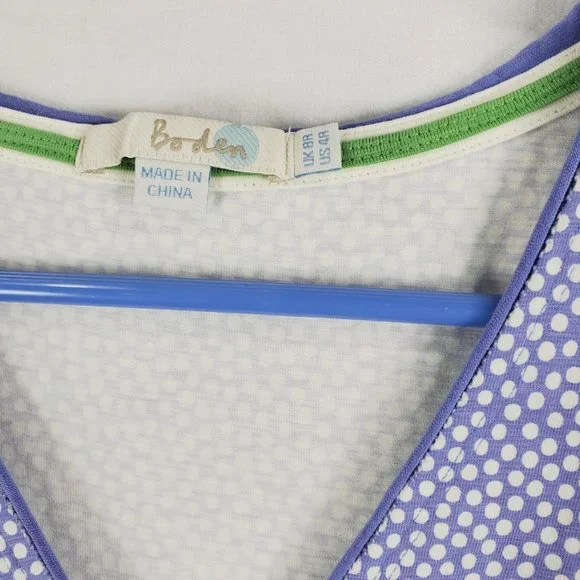 Boden Casual Jersey Dress US Size 4 4R Periwinkle White Polka Dot - Picture 3 of 4